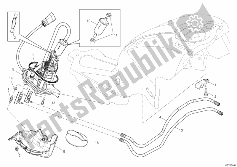 Alle onderdelen voor de Benzine Pomp van de Ducati Monster 696 ABS 2011